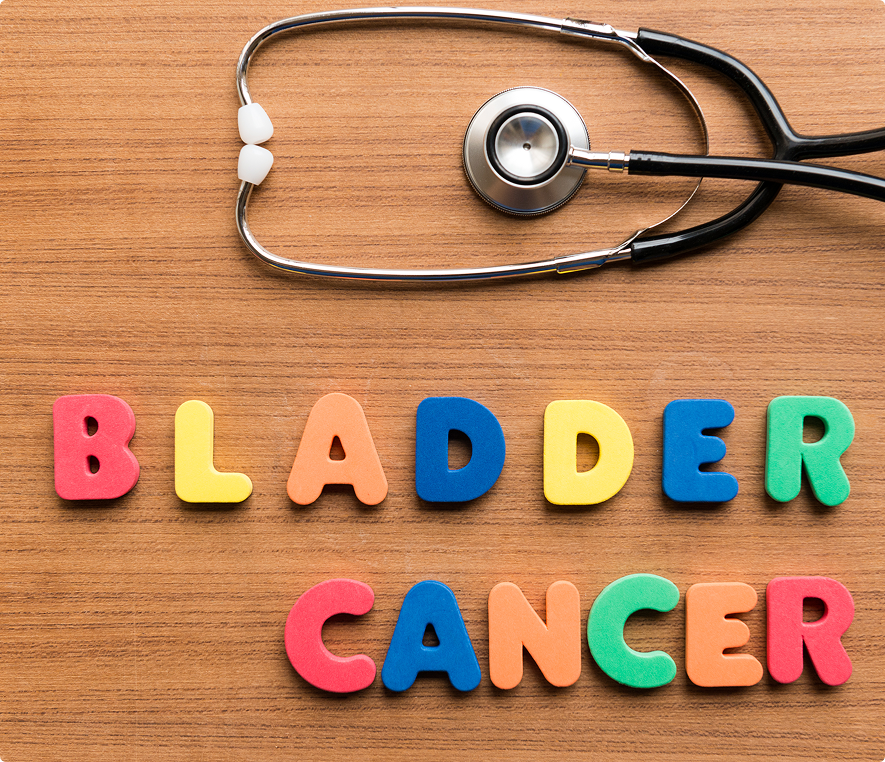 Colorful letters spelling bladder cancer