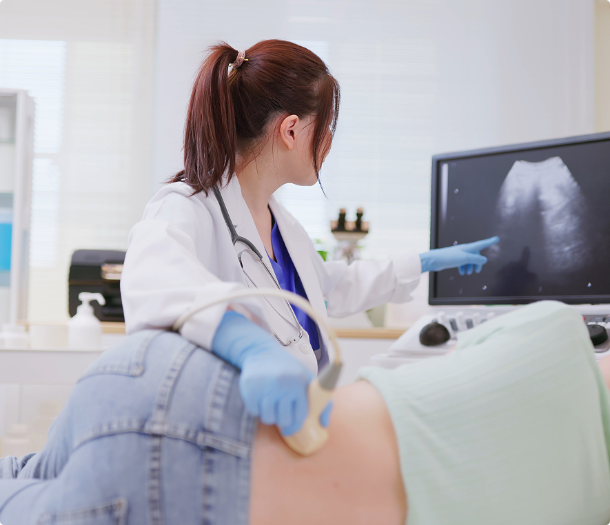 Doctor performing ultrasound scan