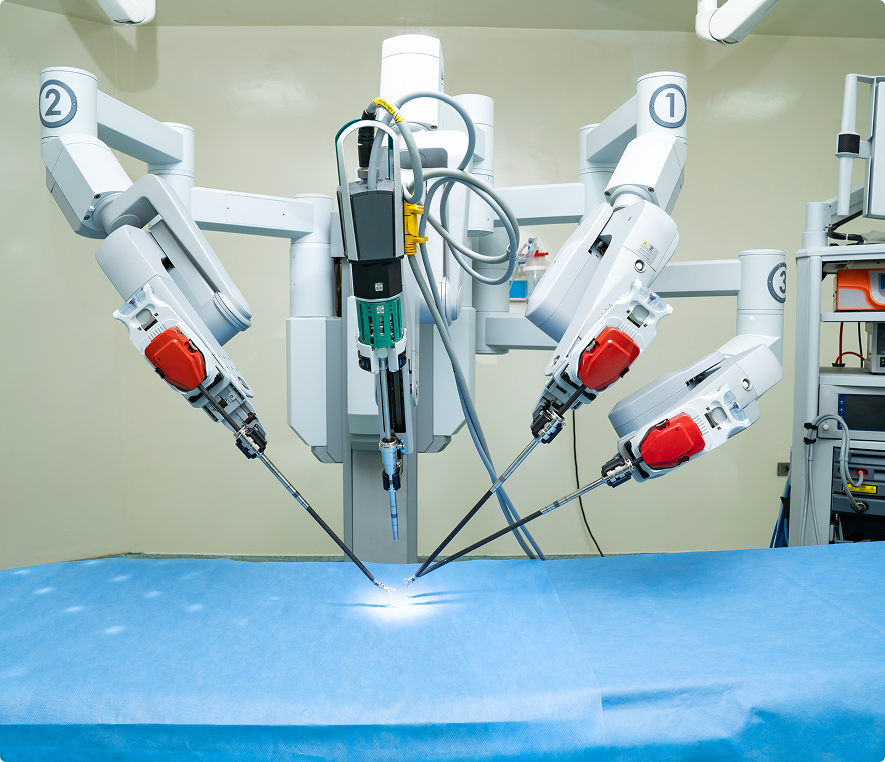 Robotic surgery equipment in hospital