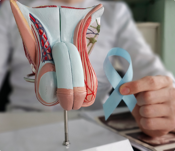 Medical model and blue awareness ribbon