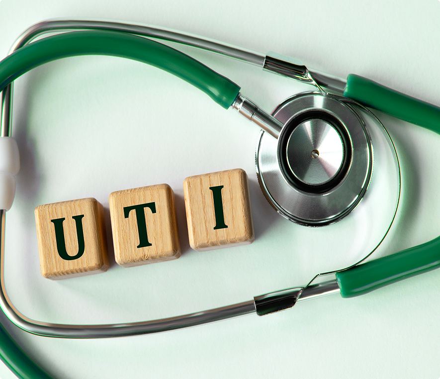 Medical theme with UTI and stethoscope
