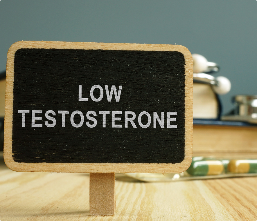 Chalkboard sign: low testosterone issue