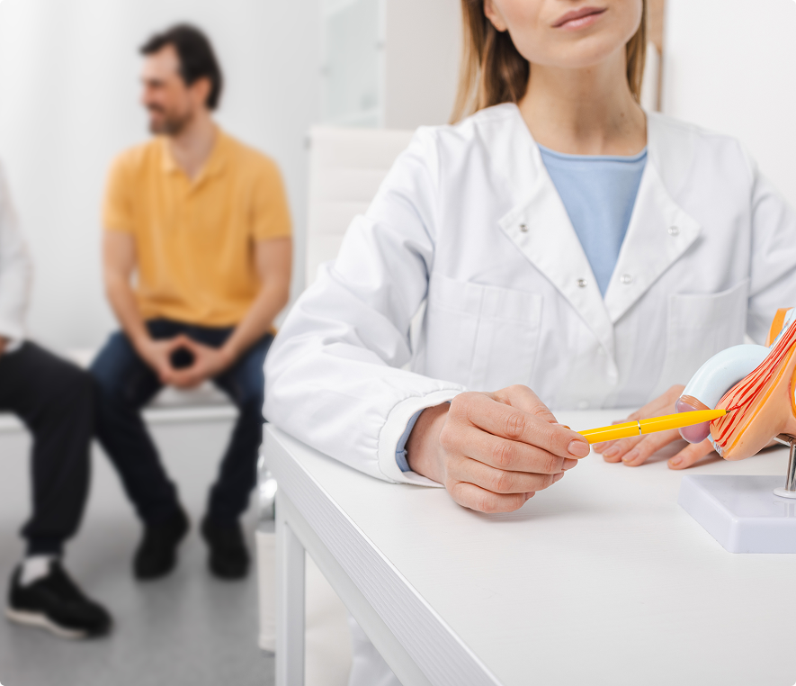 Healthcare professional with patients