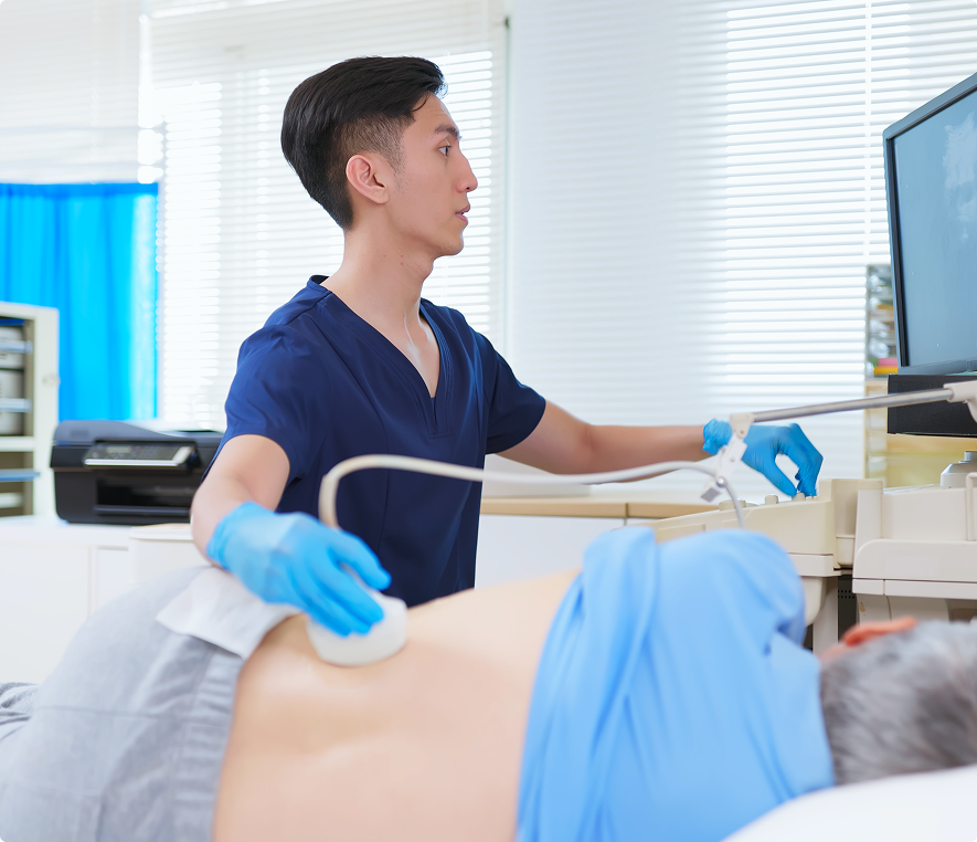 Medical professional using ultrasound machine
