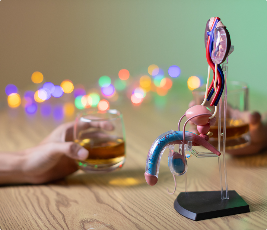 Human anatomy model with colorful lights