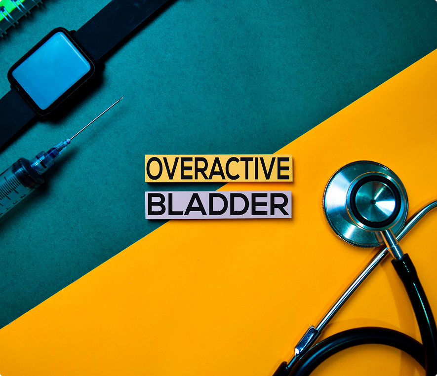 Overactive bladder concept with medical equipment