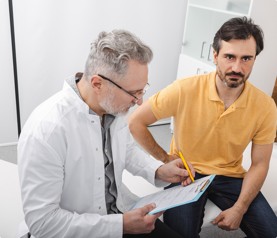 Doctor discussing results with a patient