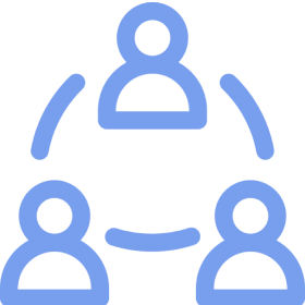 Teamwork symbol with three figures